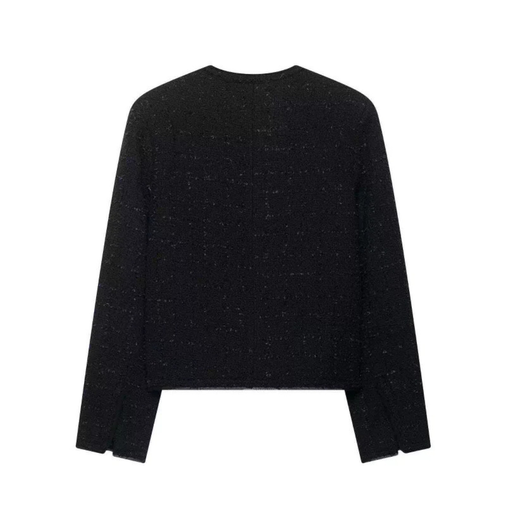 ZARA Autumn Vintage Chic Tweed Round Neck Jacket